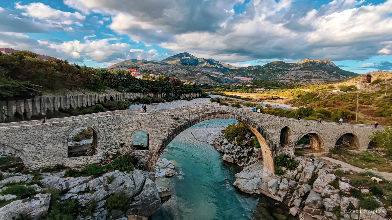 Stone arches of Mesi Bridge near Shkodra